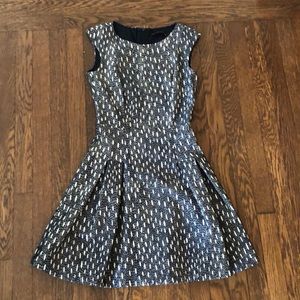 Zara navy and white textured a-line mini dress